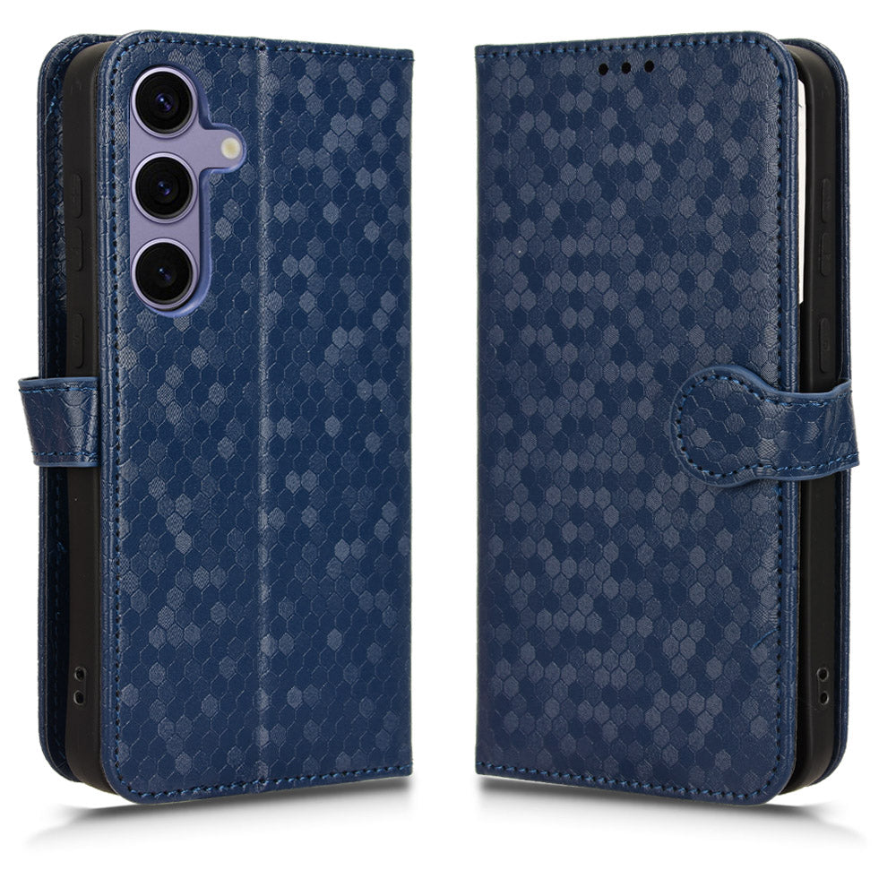 For Samsung Galaxy S24 Cover Dot Imprinted Shockproof Leather Wallet Stand Mobile Phone Case - Black For Samsung Galaxy S24 Cover Dot Imprinted Shockproof Leather Wallet Stand Mobile Phone Case - Black
